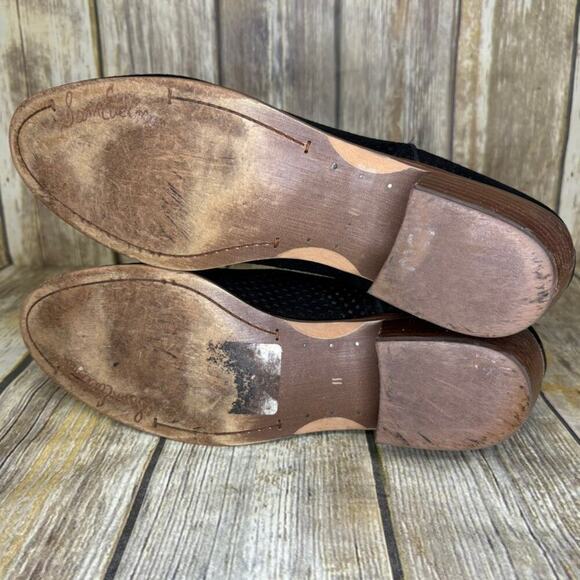 Sam Edelman Black Suede Distressed Block Heel Boho Ankle Bootie Womens Sz 11 - Picture 8 of 9